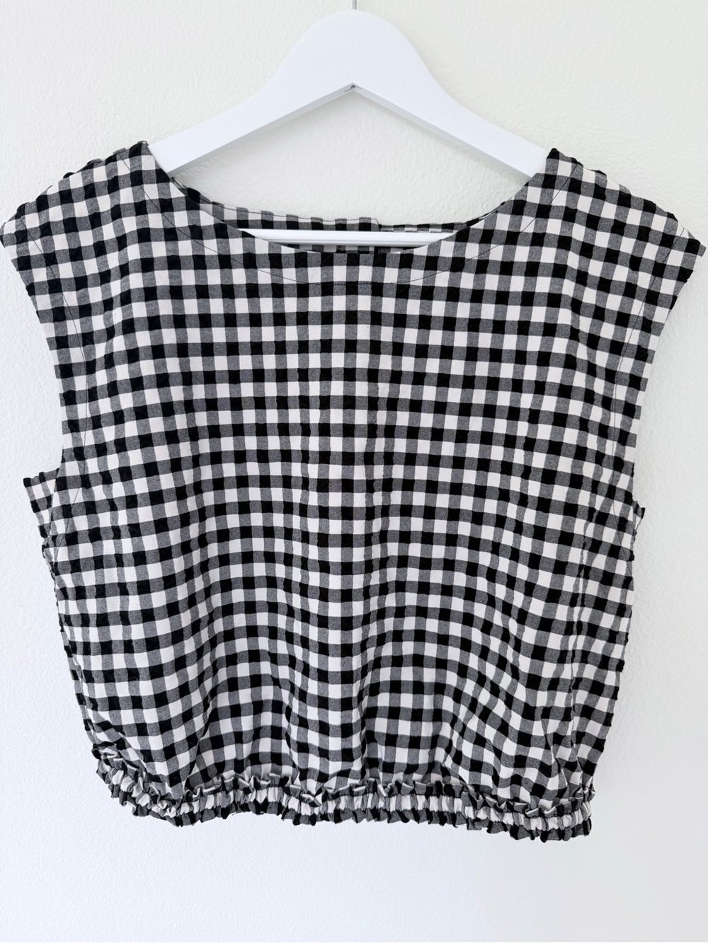 Maeve Anthropologie Black & White Gingham Crop Top Size Medium - Picture 3 of 11